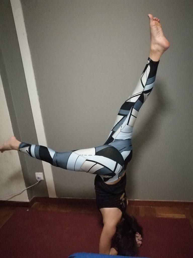Headstand in the house